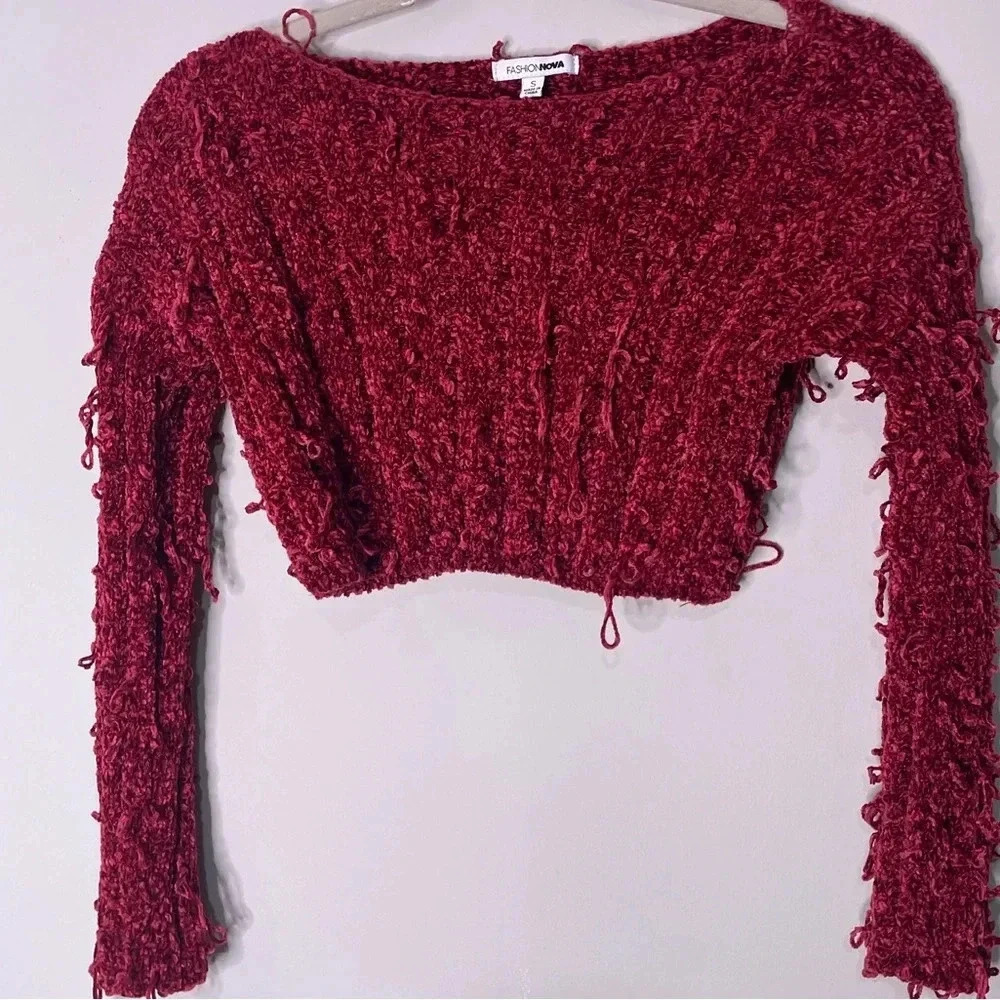 Fashion Nova Red Knited crop top sweater